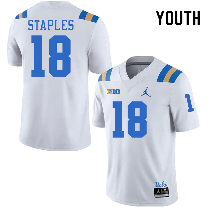 Youth #18 Ezavier Staples Big 10 Conference College Football Jerseys Stitched-White